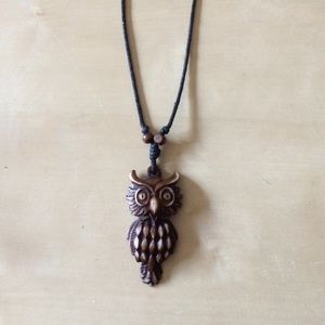 Wooden owl necklace