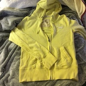 Hollister yellow zip hoodie
