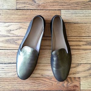 J.Crew metallic gold leather loafers