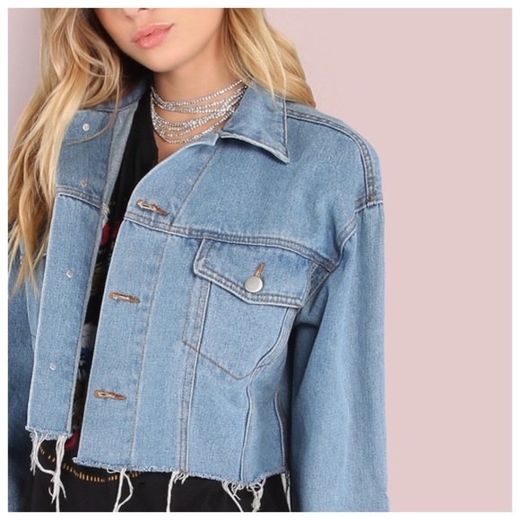 Raw Cut Crop Denim Jacket - Picture 2 of 3