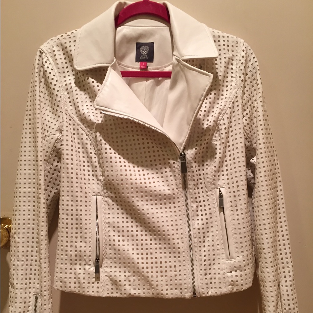 Vince camuto white leather jacket. Unworn