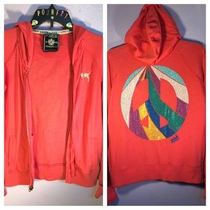 PINK • Embellished Peace Sign Hoodie