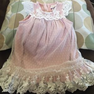 Pink and white lace baby girl dress