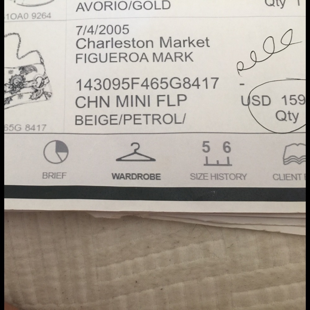 Gucci bag receipt