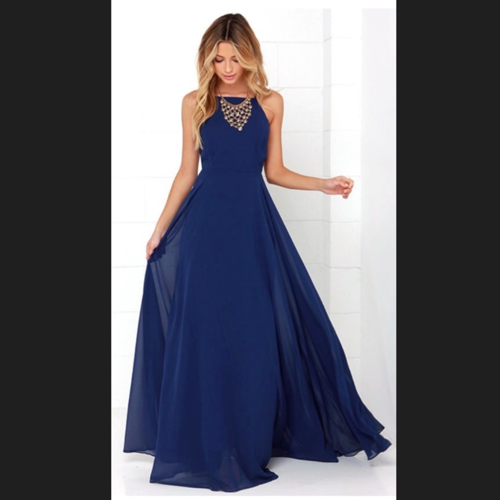 LULU'S MYTHICAL KIND OF LOVE NAVY BLUE MAXI DRESS