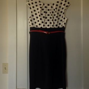 Women's blk/white dotted w/red belt