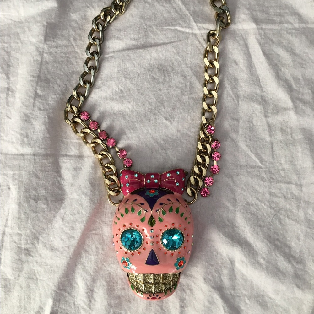 RARE Betsey Johnson Sugar Skull Necklace