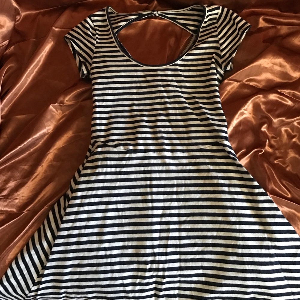 Navy and white striped sun dress