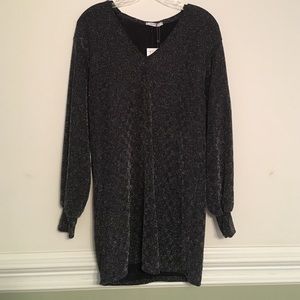 Flirty glittery black long sleeve dress size S