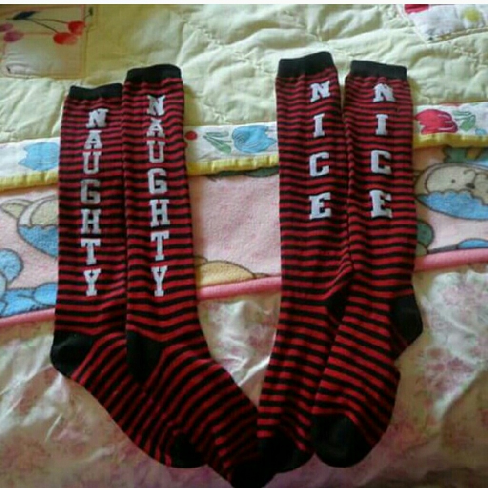 Naughty and Nice  knee high Gothic lolita socks