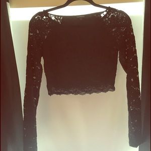 Black Express Lace Crop Top