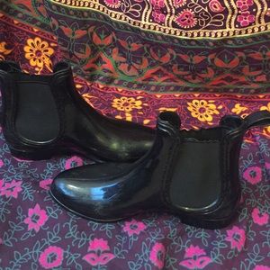 Black rain boots