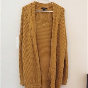 Long mustard yellow chunky cardigan