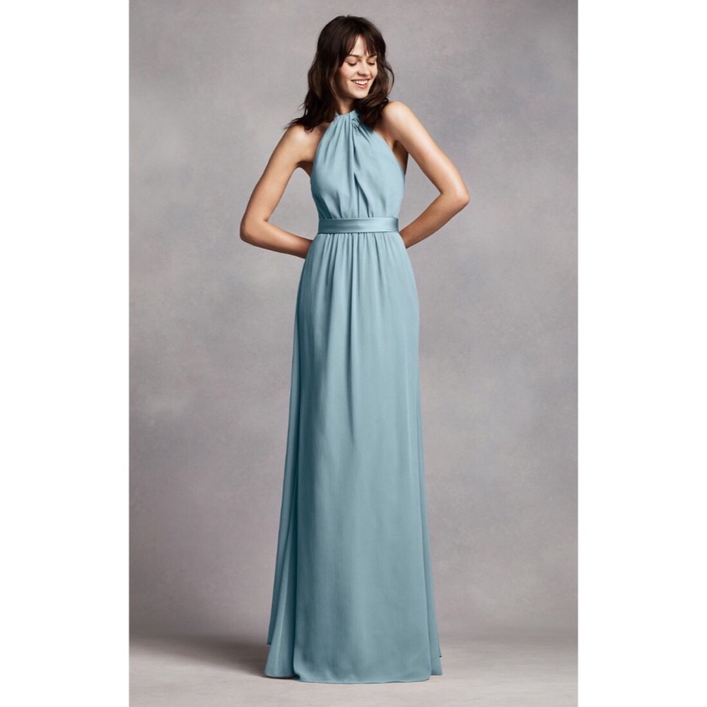 Long Crinkle Chiffon Halter Dress