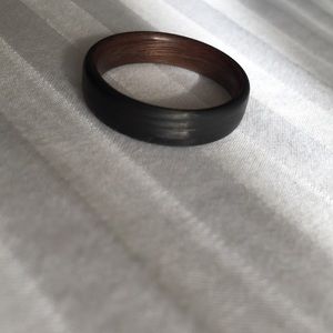 Mens carbon fiber and wood wedding band