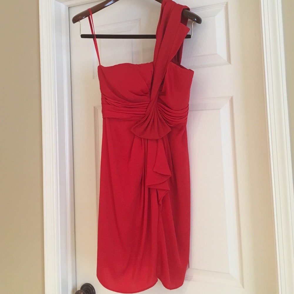 BCBG MAXAZRIA one shoulder red dress