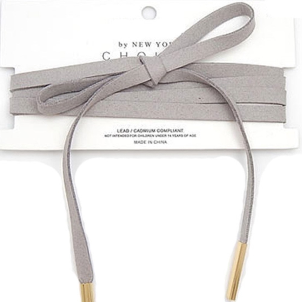 Grey Suede Tie Choker