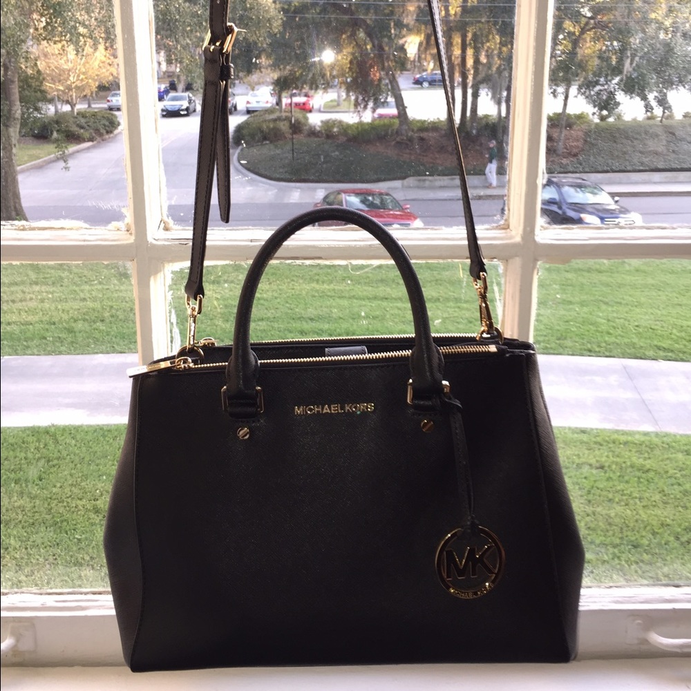 Black Hard Leather Michael Kors Purse