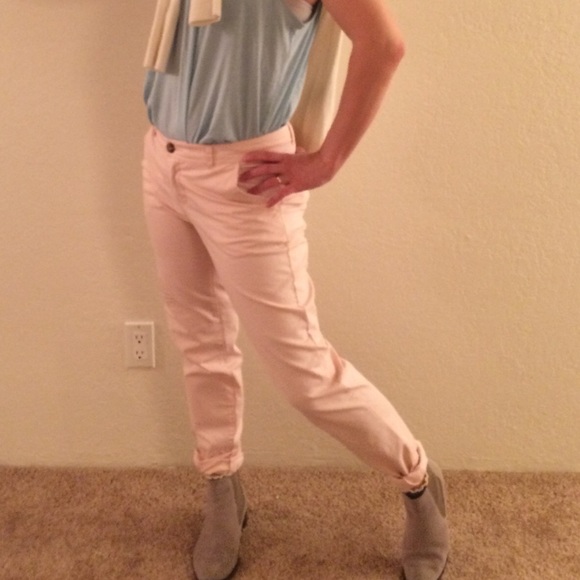 H&M L.O.G.G. light pink cotton stretch pants - Picture 1 of 5