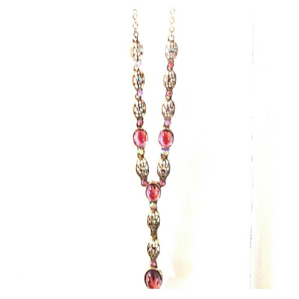 Pink Jewel Silver Necklace