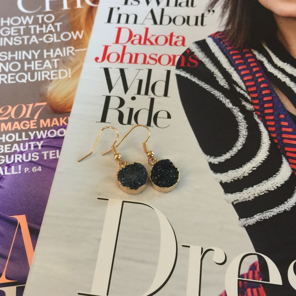 Black Druzy Earrings