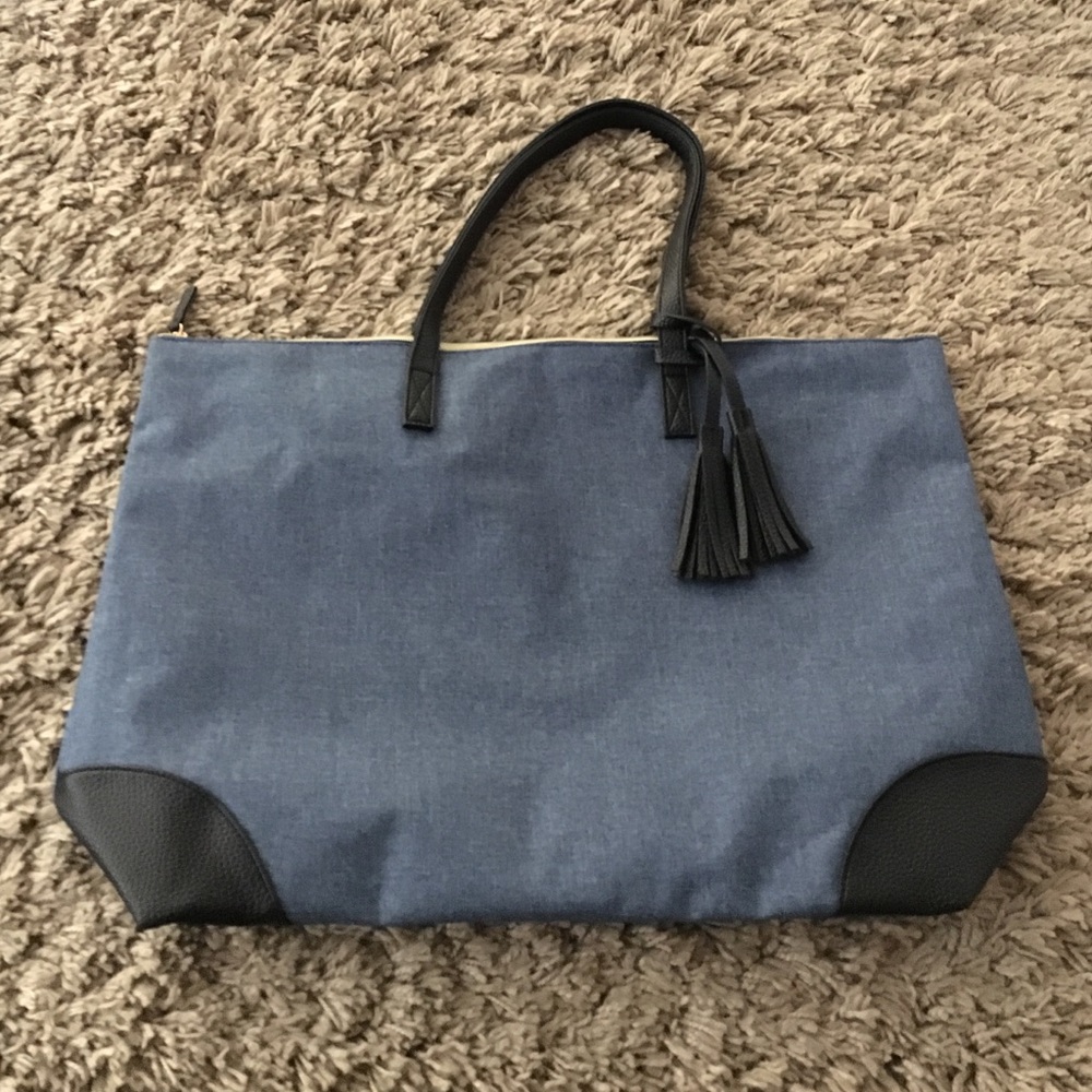 Large denim overnight bag