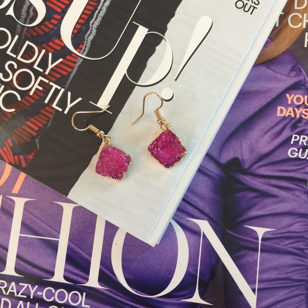 Beautiful Pink Druzy Earrings
