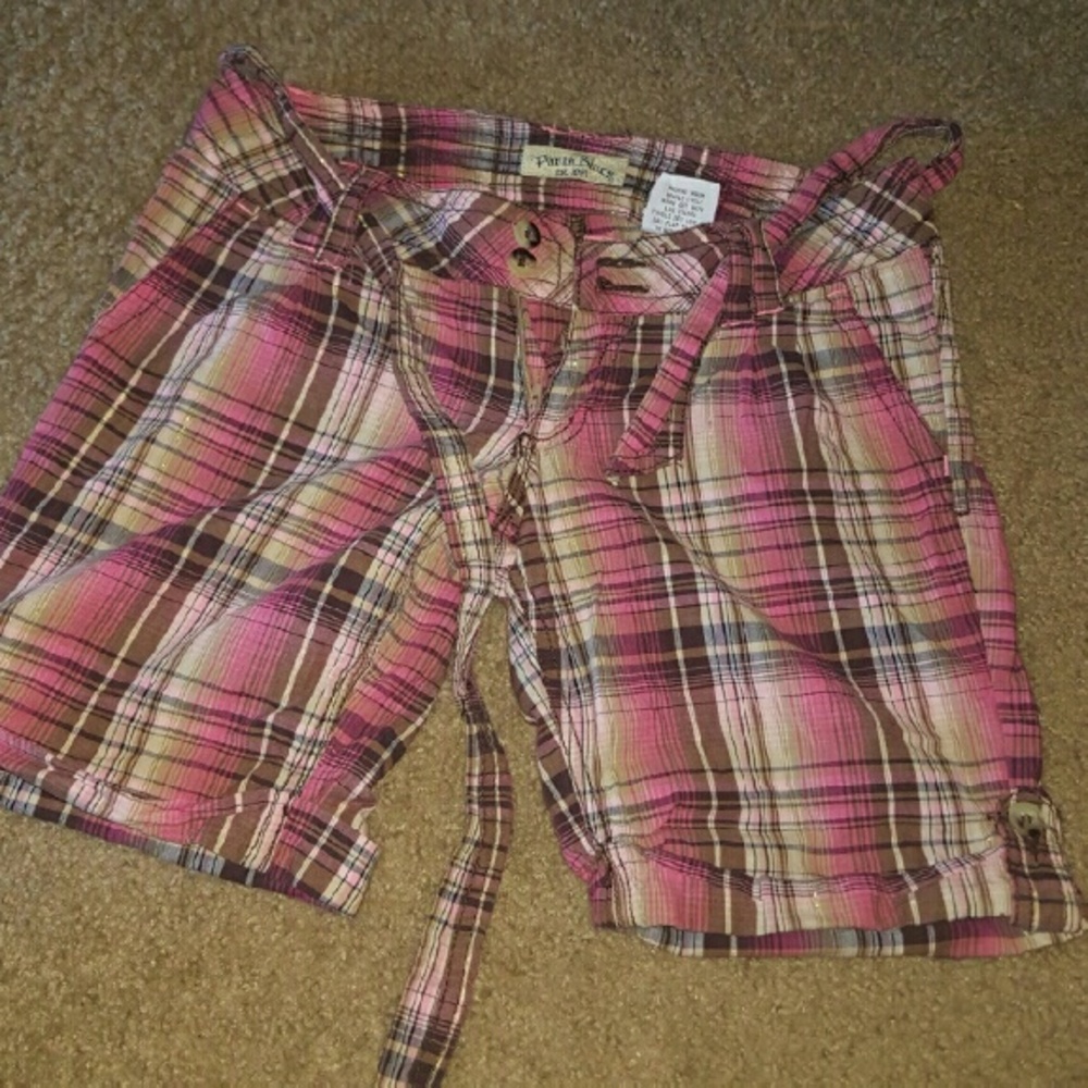 Pink plaid shorts