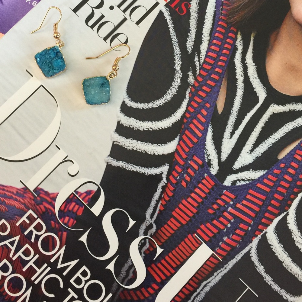 Sparkly Teal Druzy Earrings