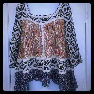 freeway Tops - Freeway Jr Boho patch print tribal blouse sz large freeway Tops - Freeway Jr Boho patch print tribal blouse sz large