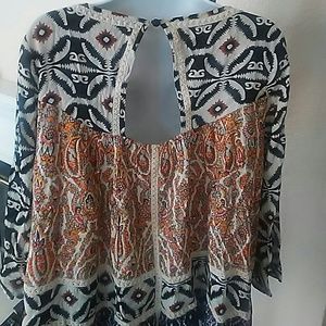 freeway Tops - Freeway Jr Boho patch print tribal blouse sz large freeway Tops - Freeway Jr Boho patch print tribal blouse sz large