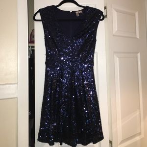 Forever 21 Navy Blue Sequin Skater Dress