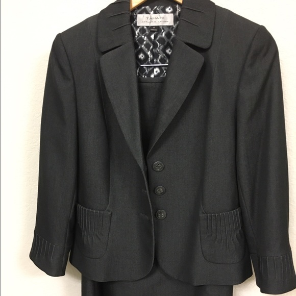 Tahari skirt suit. Charcoal gray. - Picture 1 of 4