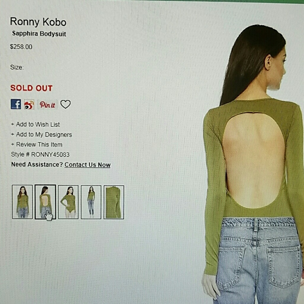 Offers welcome Backless bodysuit by Ronni Kobo