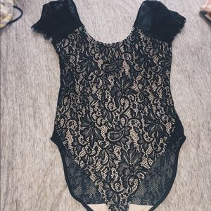 Express black lace body suit