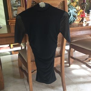 Cache mesh mock neck top