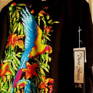 Diane Gilman Tops - NWT Vibrant Silk Parrot Blouse w/Sequins Diane Gilman Tops - NWT Vibrant Silk Parrot Blouse w/Sequins