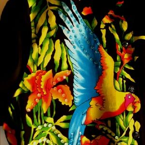 Diane Gilman Tops - NWT Vibrant Silk Parrot Blouse w/Sequins Diane Gilman Tops - NWT Vibrant Silk Parrot Blouse w/Sequins