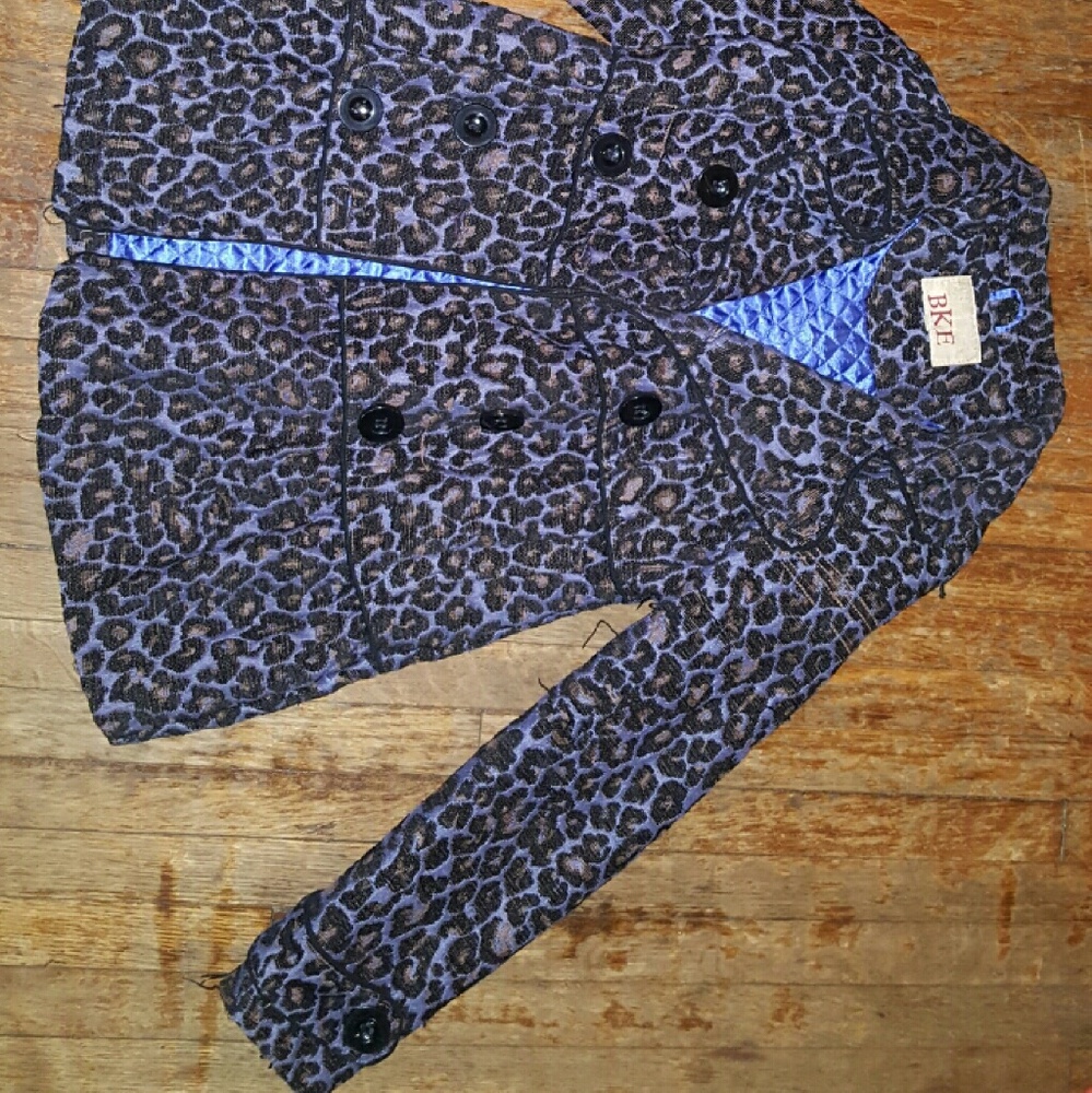 BKE Purple Leopard Pea Coat