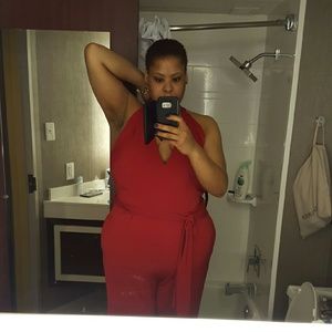 Hot Red Halter Jump Suit