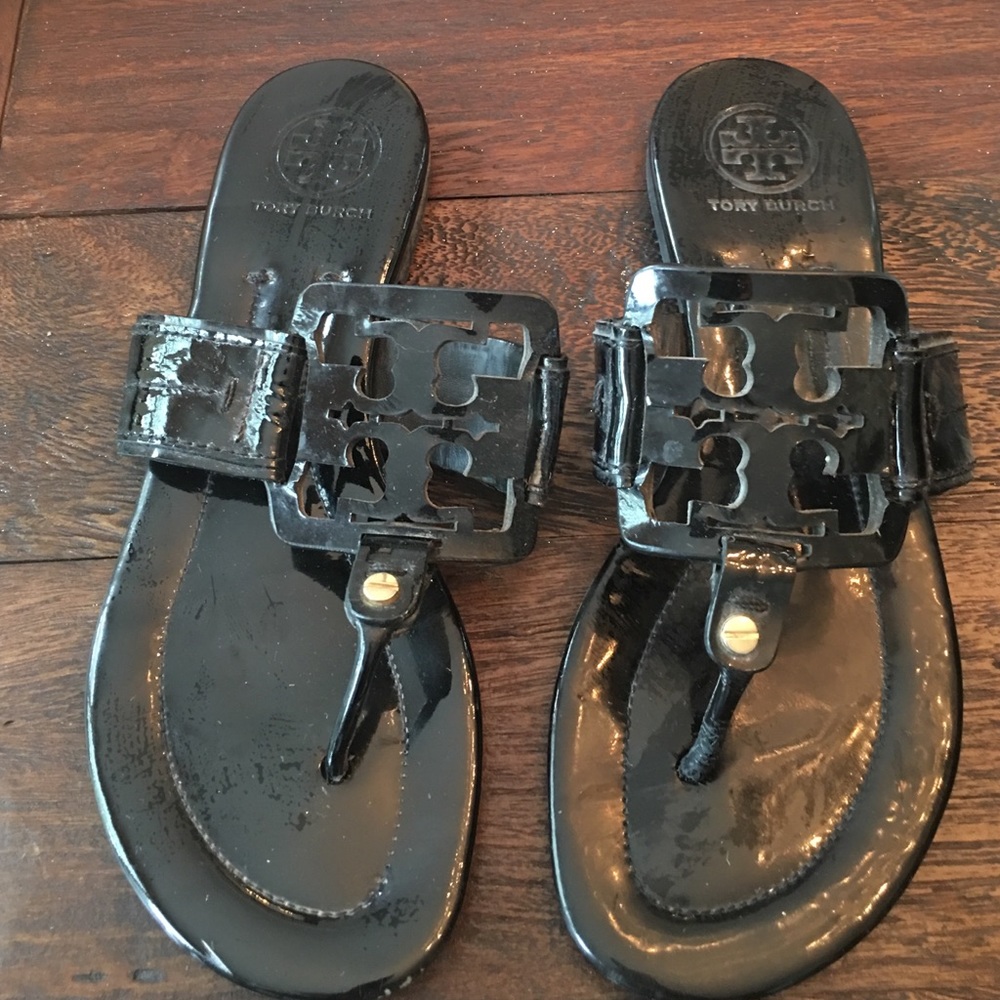 Black patent Tory Burch flip flop
