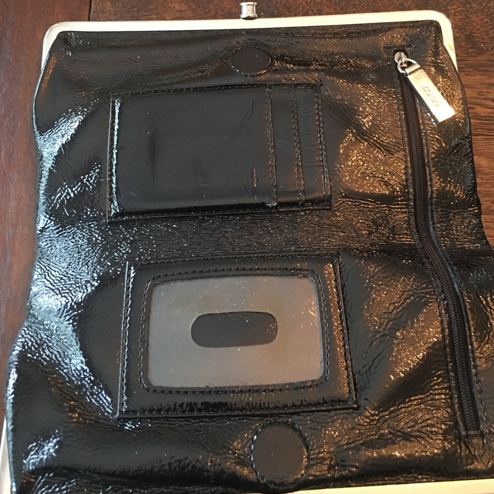 Black patent hobo wallet