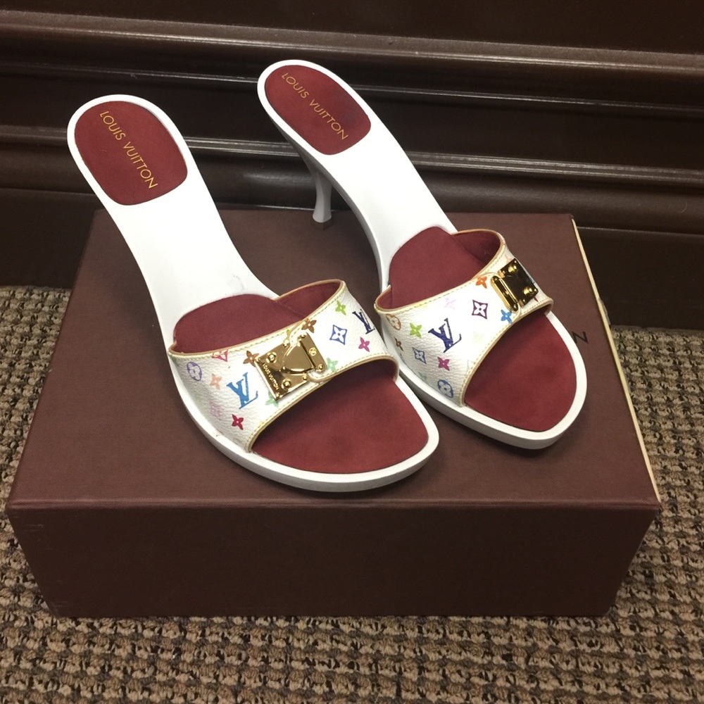 Louis Vuitton White Multi Colored Monogram Heels