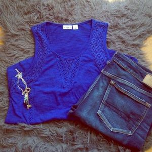 Royal blue lace detailed tank!!!
