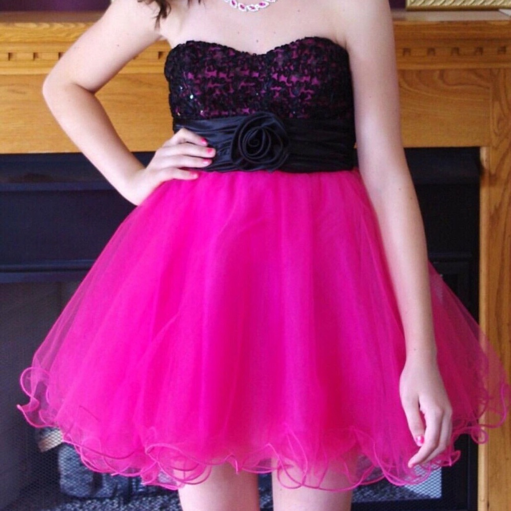 Pink and Black Homecoming Dress