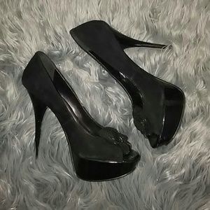 Black Bakers platform peeptoe stilletos