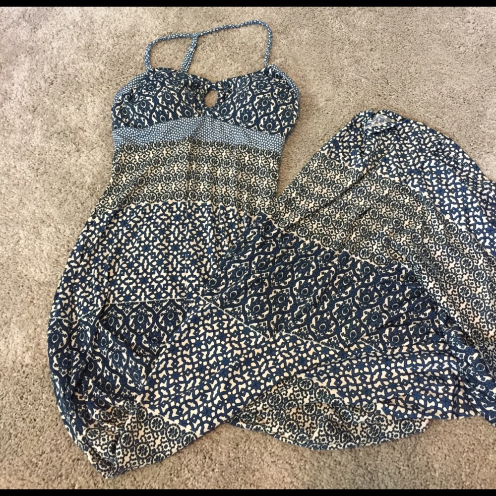 Navy patterned maxi dress