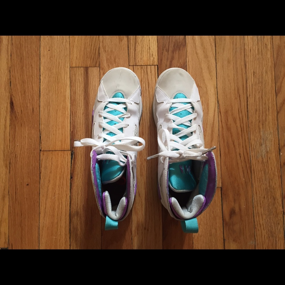 AIR JORDAN 7's MINERAL BLUE/PURPLE SNEAKERS (GS)