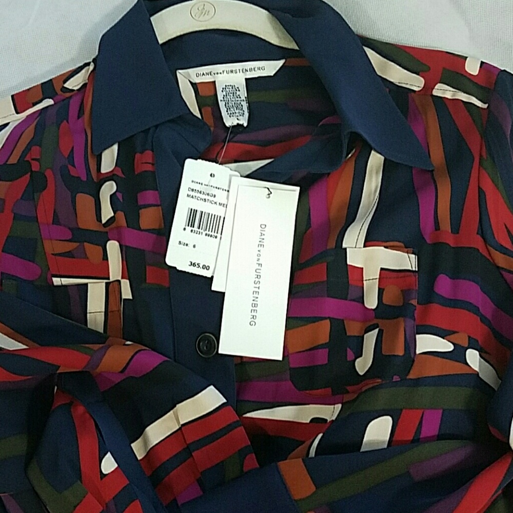 NWT Diane Von Furstenberg Silk Shirt dress 6