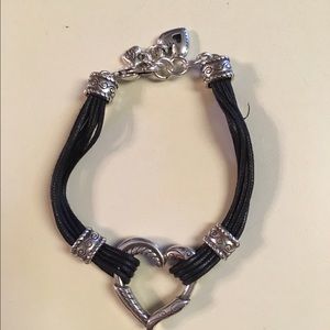 Brighton Leather and Silver Heart Bracelet